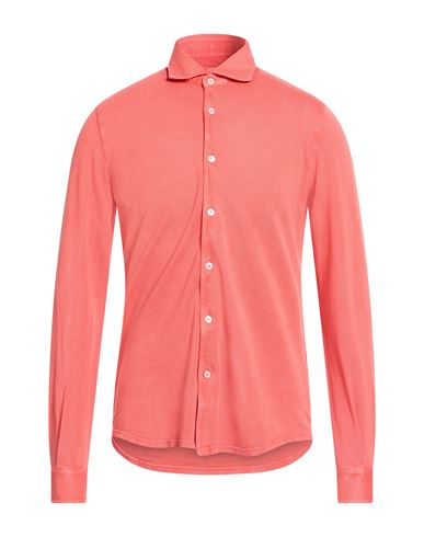 Fedeli Man Shirt Orange Size 52 Cotton In Orange