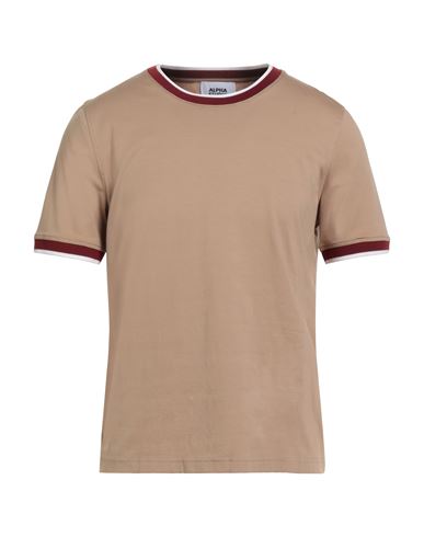 Alpha Studio Man T-shirt Taupe Size 42 Cotton, Elastane In Gray