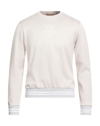 Eleventy Platinum Man Sweatshirt Beige Size S Cotton, Polyamide In White