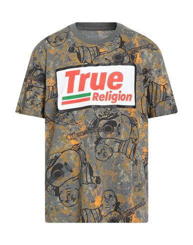 True Religion Man T-shirt Military Green Size L Cotton In Green