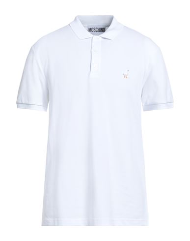 Moschino Couture Man Polo Shirt White Size 42 Cotton In Blue