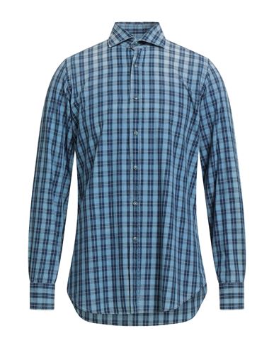 Giannetto Portofino Man Shirt Sky Blue Size 17 Cotton In Blue