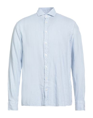 Hackett Mens Sky Blue Oxford Embroidered-logo Cotton Shirt In Blue