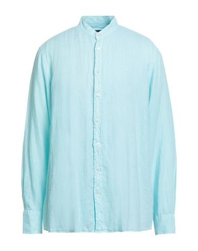 Hackett Man Shirt Turquoise Size 3xl Linen In Blue