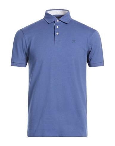 Hackett Man Polo Shirt Slate Blue Size Xl Cotton