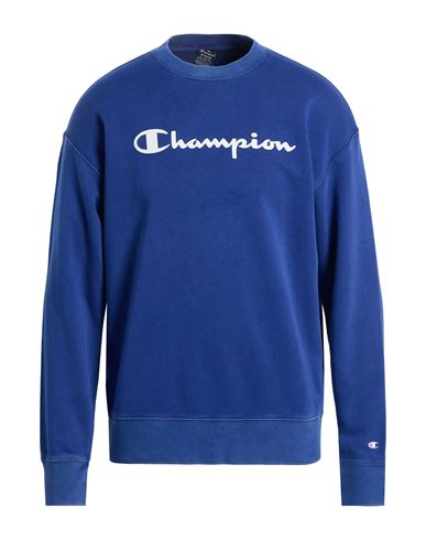 Champion Man Sweatshirt Blue Size L Cotton, Polyester In Blue