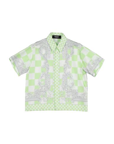 Versace Young Toddler Boy Shirt Light Green Size 6 Silk In Multi