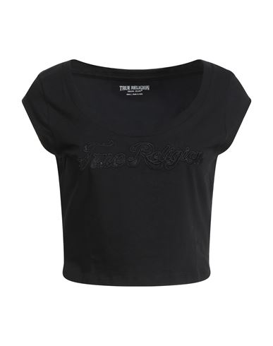 True Religion Woman T-shirt Black Size L Cotton, Elastane In Black
