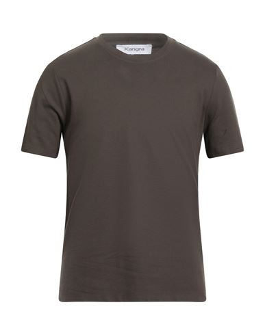 Kangra Cashmere Kangra Man T-shirt Dark Green Size 38 Cotton, Elastane In Brown