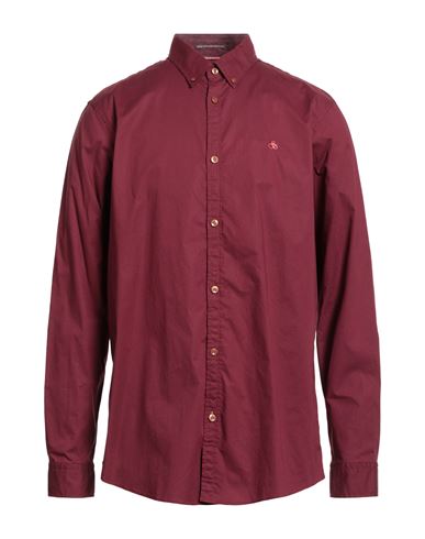 Scotch & Soda Man Shirt Burgundy Size L Cotton, Organic Cotton In Purple