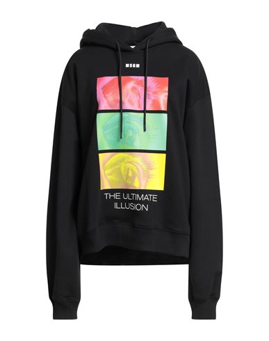 Msgm Woman Sweatshirt Black Size M Cotton In Black