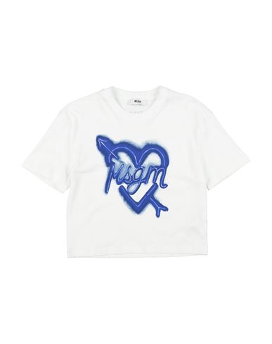 Msgm Toddler Girl T-shirt White Size 6 Cotton In Blue
