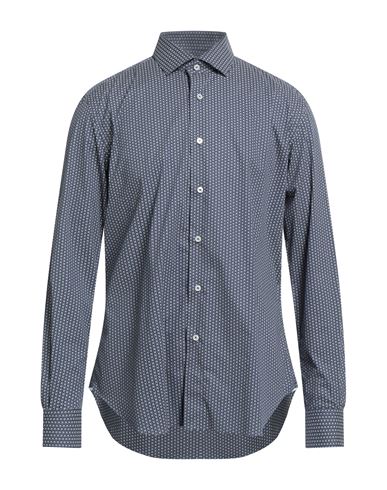 Xacus Man Shirt Navy Size 15 Cotton, Elastane