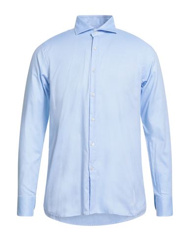 Bagutta Man Shirt Light Blue Size 17 ½ Linen, Cotton In Blue