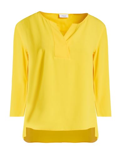Akris Woman Top Yellow Size 4 Acetate, Mulberry Silk In Yellow