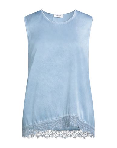 Kangra Cashmere Kangra Woman Top Light Blue Size 8 Silk, Elastane In Blue