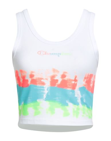 Champion Woman Top White Size L Cotton, Elastane In White