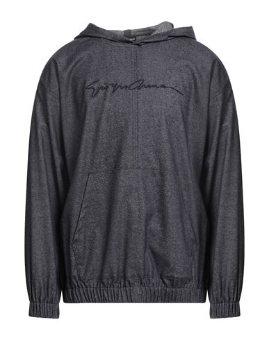 Giorgio Armani Man Sweatshirt Navy Size 46 Virgin Wool, Cotton, Cashmere, Elastane In Black