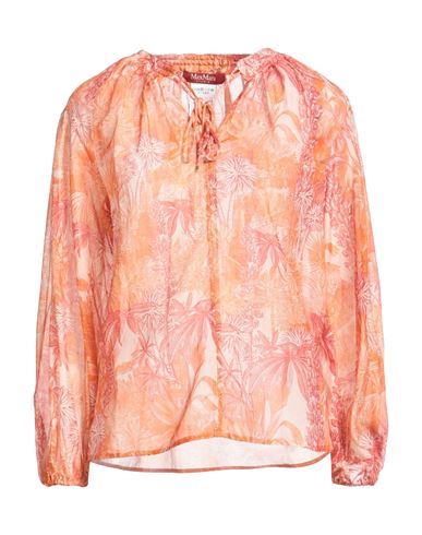 Max Mara Studio Woman Top Orange Size 10 Cotton, Silk In Orange