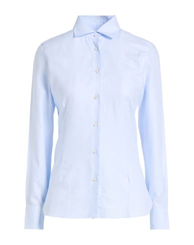 Barba Napoli Woman Shirt Sky Blue Size 6 Cotton In Blue