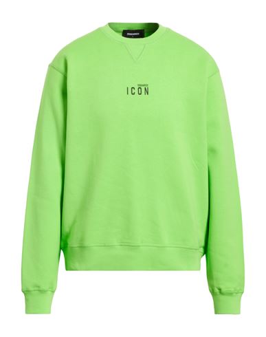 Dsquared2 Icon Man Sweatshirt Lime Green Size L Cotton, Elastane In Green