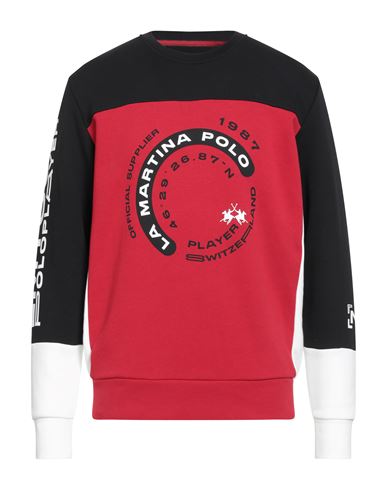 La Martina Man Sweatshirt Red Size 3xl Cotton In Red