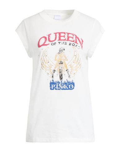 Pinko Denim Woman T-shirt Off White Size S Cotton, Glass In White