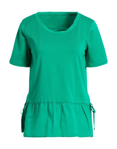 Marc Cain Woman T-shirt Green Size 6 Cotton, Elastane In Green