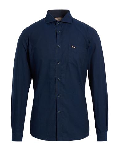 Harmont & Blaine Man Shirt Midnight Blue Size 3xl Cotton In Blue