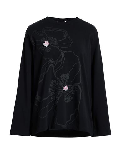 Cecilie Bahnsen Woman T-shirt Black Size 6 Organic Cotton, Elastane, Silk, Polyester In Black