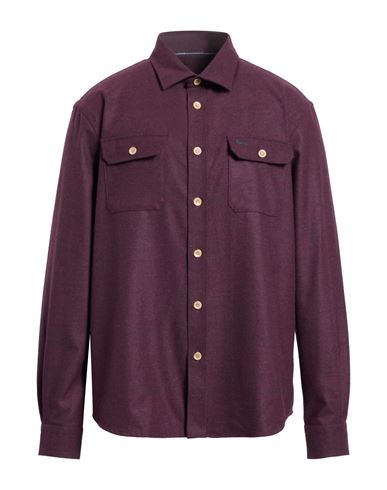 Harmont & Blaine Man Shirt Plum Size L Polyester, Viscose, Elastane In Purple