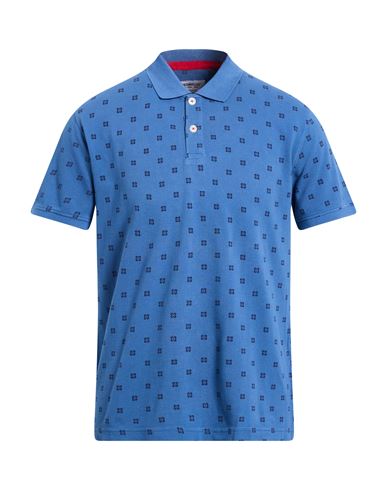 Fred Mello Man Polo Shirt Slate Blue Size Xl Cotton In Blue