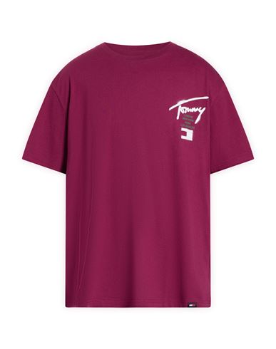 Tommy Jeans Man T-shirt Garnet Size 4xl Cotton In Red