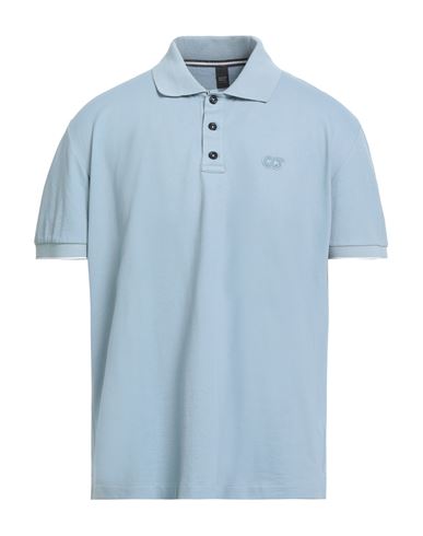 Alphatauri Man Polo Shirt Sky Blue Size Xxl Cotton, Elastane In Blue