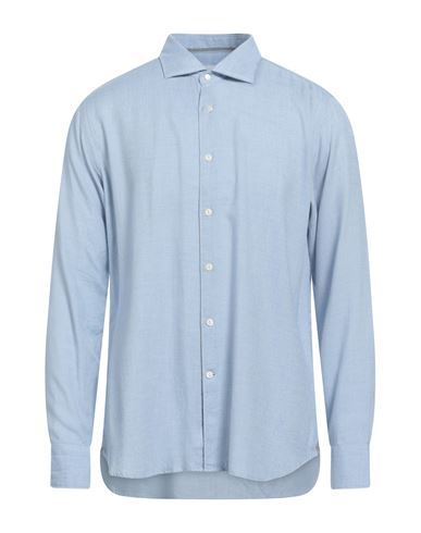 Tintoria Mattei 954 Man Shirt Light Blue Size 16 Cotton In Blue