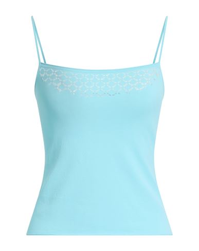 Lanvin Woman Top Sky Blue Size M Viscose, Polyester In Blue