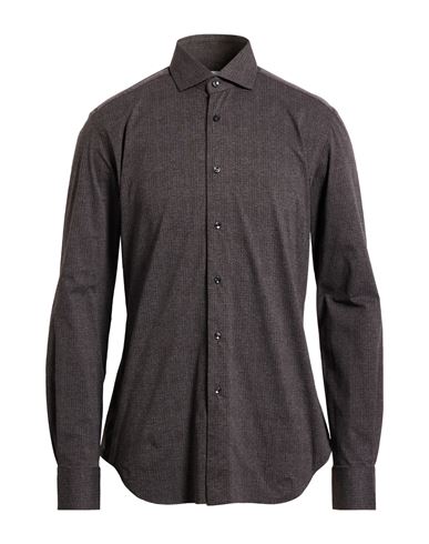 Xacus Man Shirt Dark Brown Size 15 ¾ Polyamide, Elastane In Brown