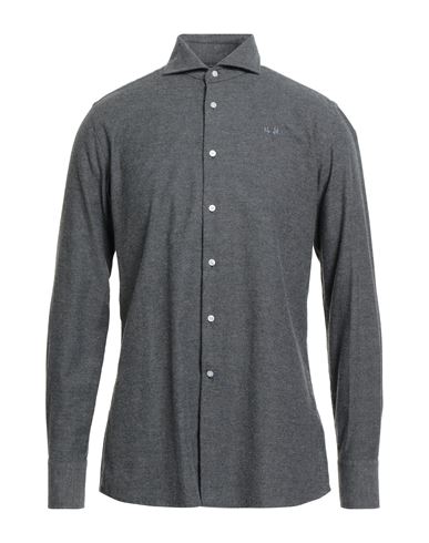 La Martina Blue Ribbon By Xacus Man Shirt Charcoal Size 17 ½ Cotton, Cashmere In Gray