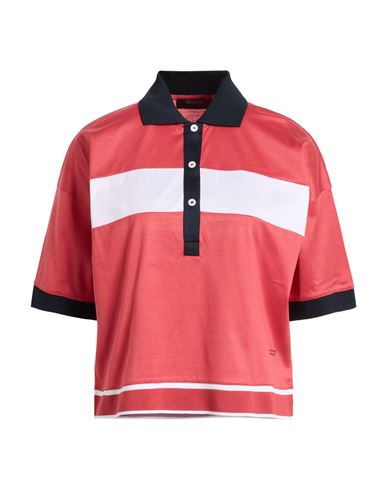 Moorer Woman Polo Shirt Tomato Red Size 4 Cotton In Red