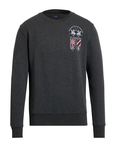La Martina Man Sweatshirt Charcoal Size Xl Cotton, Polyester In Black