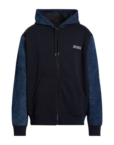 Hugo Boss Boss Man Sweatshirt Midnight Blue Size Xl Cotton, Recycled Cotton In Blue