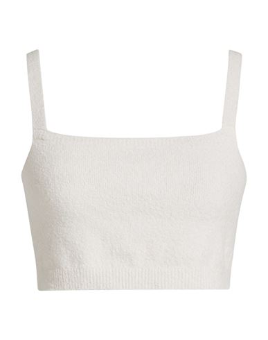 Alexandra Golovanoff Woman Top Light Grey Size S Cotton, Polyamide, Cashmere, Elastane In White