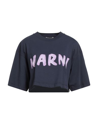 Marni Woman T-shirt Navy Size 10 Cotton In Blue