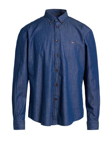 Harmont & Blaine Man Denim Shirt Blue Size Xl Cotton, Elastane In Blue