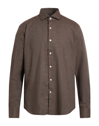 Savile Row Man Shirt Dark Brown Size 16 ½ Cotton In Brown