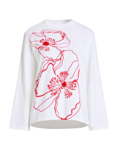 Cecilie Bahnsen Woman T-shirt White Size 4 Organic Cotton, Elastane, Silk, Cotton, Polyester In Multi