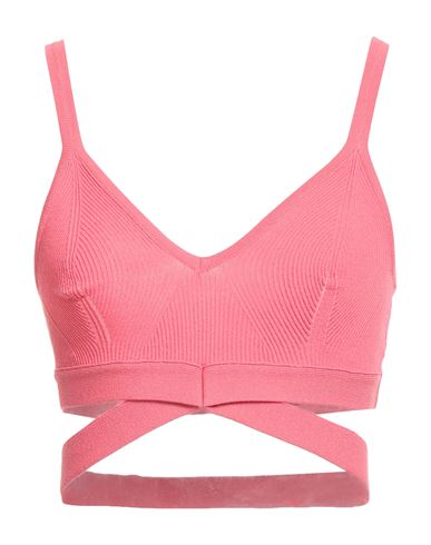 Nenette Woman Top Coral Size S Viscose, Polyamide In Pink