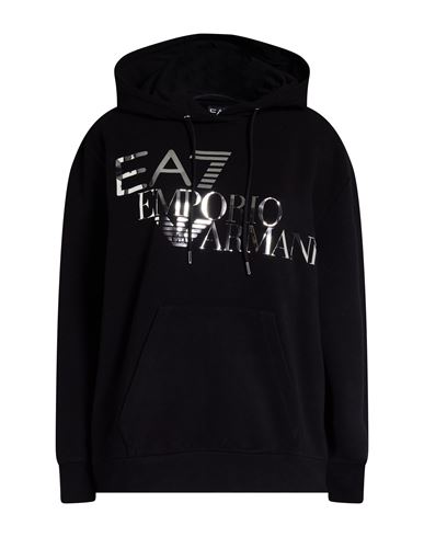 Ea7 Woman Sweatshirt Black Size Xl Cotton, Elastane In Black