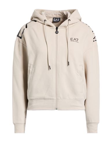 Ea7 Woman Sweatshirt Beige Size Xl Cotton, Elastane In Neutral