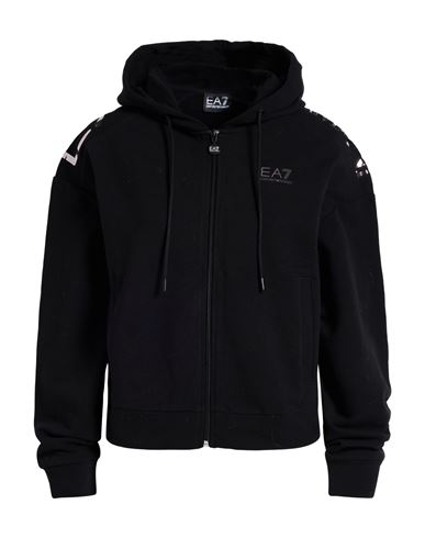 Ea7 Woman Sweatshirt Black Size Xl Cotton, Elastane In Black
